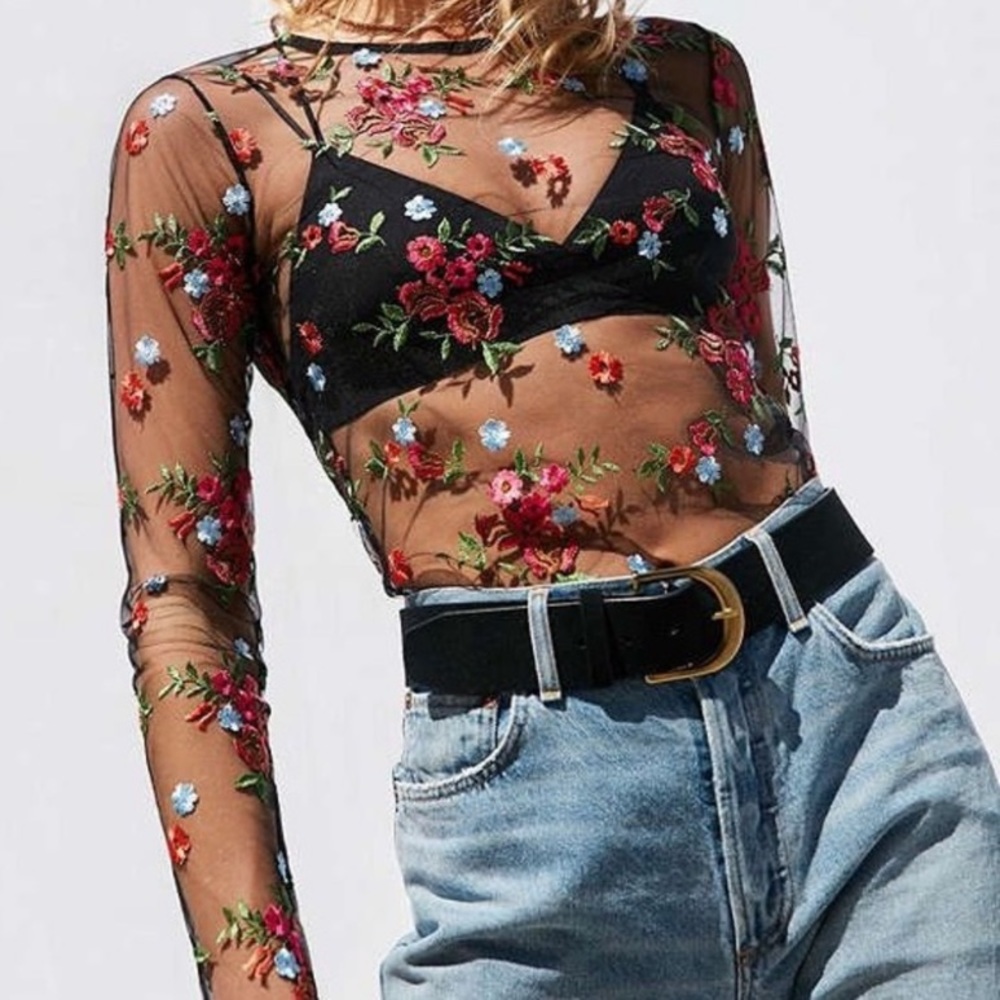 Urban outfitters mesh floral top